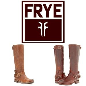 Frye Veronica Back-Zip Cognac Stone Wash Boots